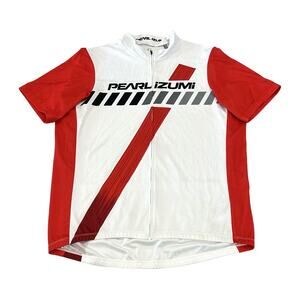 Pearl izumi Select Cycling Jersey Mens Size XL White & Red Short Sleeve Full Zip